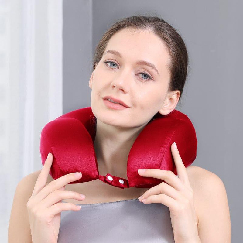 Pure Silk U-Shaped Pillow Burgundy