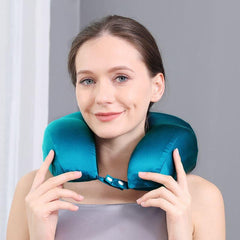 Pure Silk U-Shaped Pillow Peacock Blue