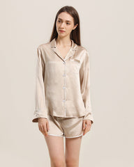 Relax Silk Shirt Shorts Pajamas Set Champagne