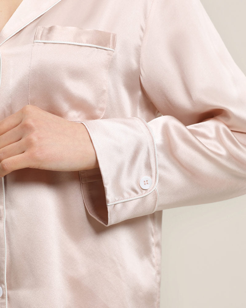 Relax Silk Shirt Shorts Pajamas Set Pink