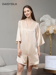 Relaxed 3/4 Sleeve Silk Nightgown Champagne