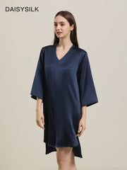 Relaxed 3/4 Sleeve Silk Nightgown Navy