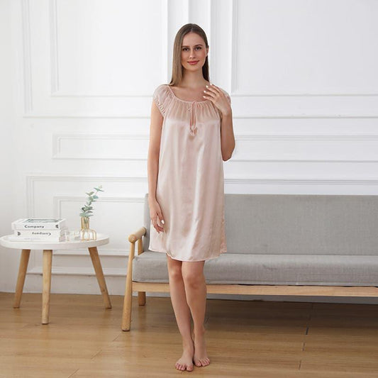 Relaxed Silk Pajamas Nightgown Nightdress Pink