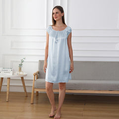 Relaxed Silk Pajamas Nightgown Nightdress Sky Blue