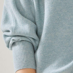 Relaxed V-Neck Pure Cashmere Sweater Blue