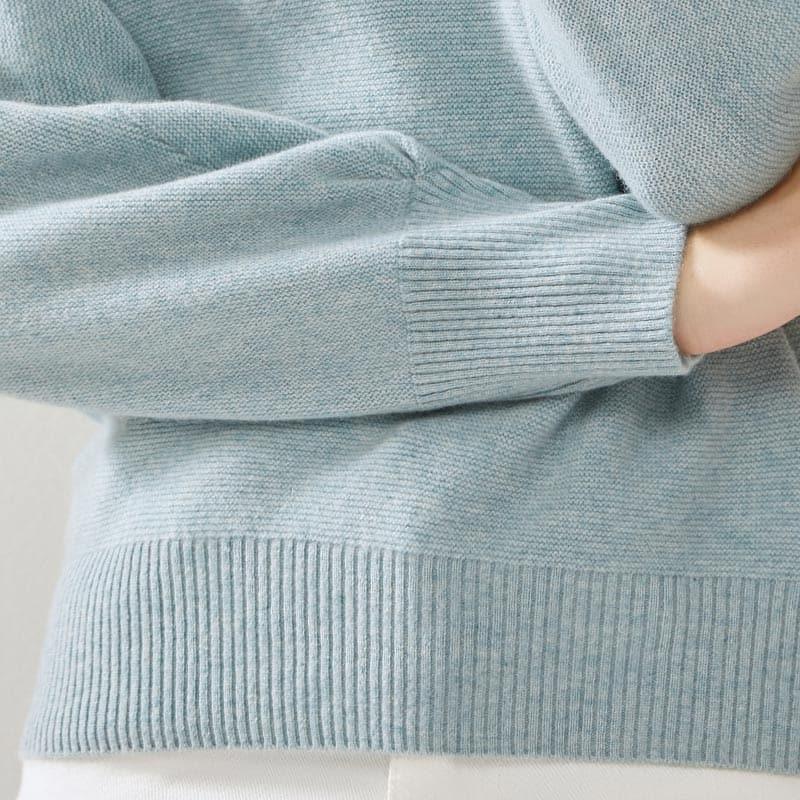 Relaxed V-Neck Pure Cashmere Sweater Blue