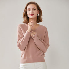 Relaxed V-Neck Pure Cashmere Sweater Pink