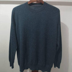 Round Neck Cashmere Sweater for Men Dark Green