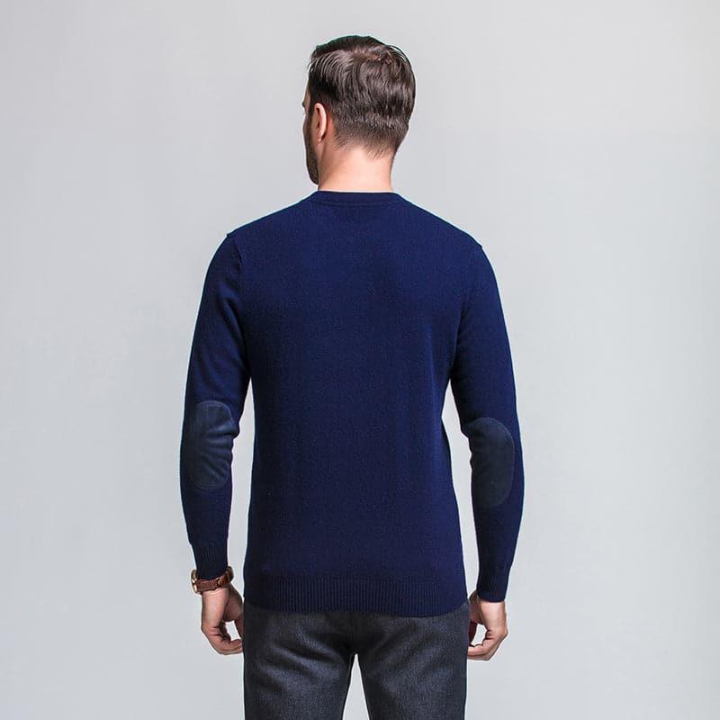 Round Neck Cashmere Sweater for Men Navy