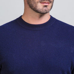 Round Neck Cashmere Sweater for Men Navy