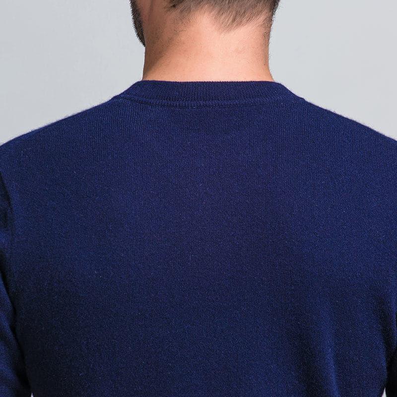 Round Neck Cashmere Sweater for Men Navy