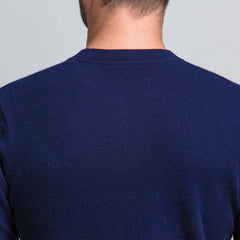 Round Neck Cashmere Sweater for Men Navy