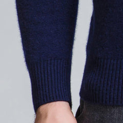 Round Neck Cashmere Sweater for Men Navy