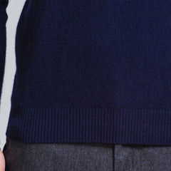Round Neck Cashmere Sweater for Men Navy