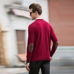 Round Neck Cashmere Sweater for Men Red