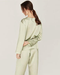 Silk Round Neck Pullover Pajamas Set Avocado Green