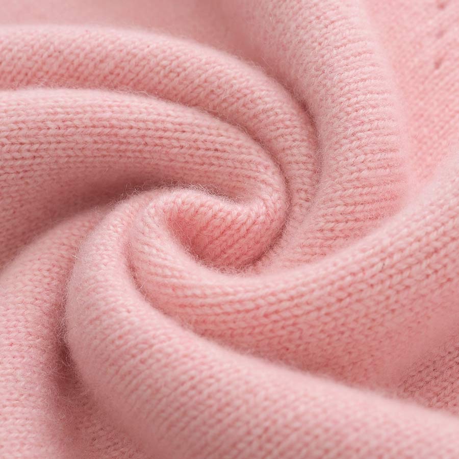 Round Neck Short-Sleeved Cashmere Sweater Pink