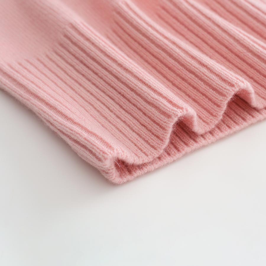 Round Neck Short-Sleeved Cashmere Sweater Pink