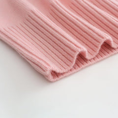 Round Neck Short-Sleeved Cashmere Sweater Pink
