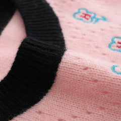 Round Neck Short-Sleeved Cashmere Sweater Pink