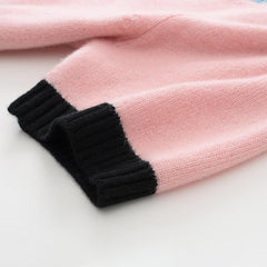 Round Neck Short-Sleeved Cashmere Sweater Pink