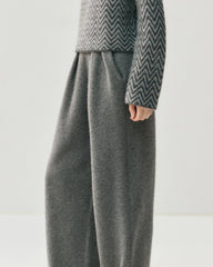 Ruched Straight-Leg Cashmere Wool Pants