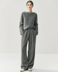 Ruched Straight-Leg Cashmere Wool Pants