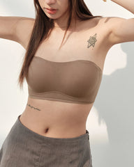 Seamless Non-slip Silk Bandeau Bra Brown