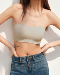 Seamless Non-slip Silk Bandeau Bra Cream