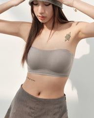 Seamless Non-slip Silk Bandeau Bra Grey