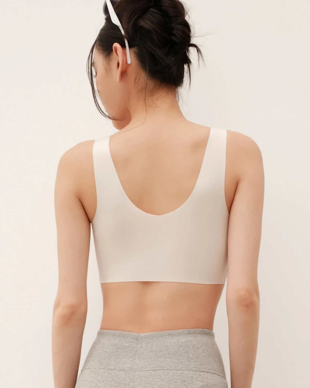 Seamless Wide-Strap Silk Bra White