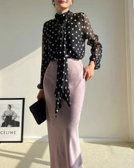 Sheer Polka Dot Silk Blouse