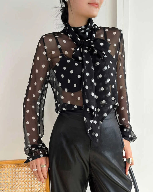 Sheer Polka Dot Silk Blouse