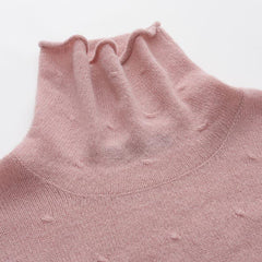 Short Sleeve Turtleneck Cashmere Sweater Pink