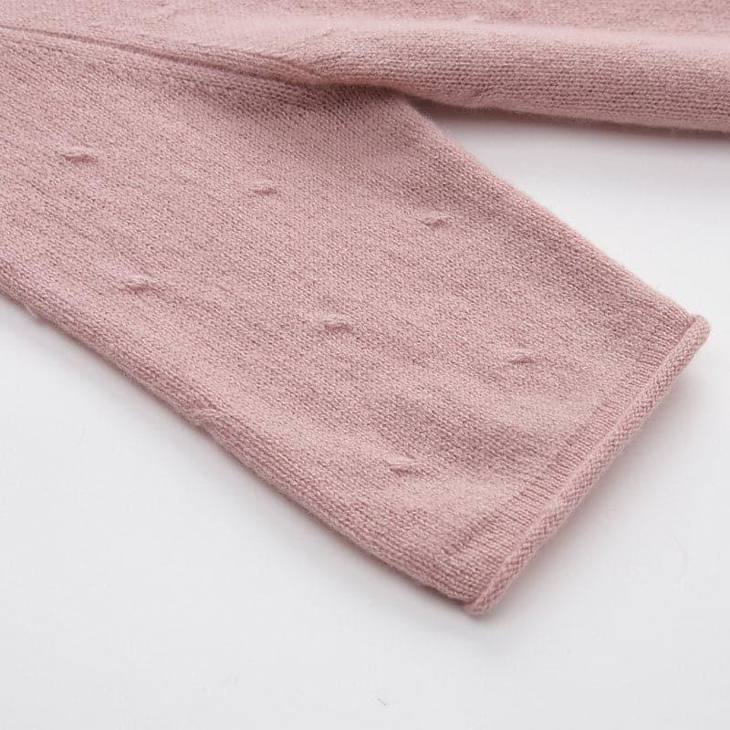 Short Sleeve Turtleneck Cashmere Sweater Pink