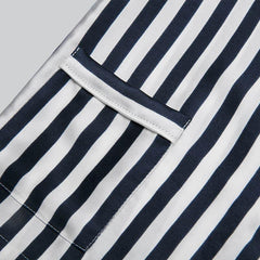 Short Stripe Pajamas Set Kid's Silk Nightwear Black