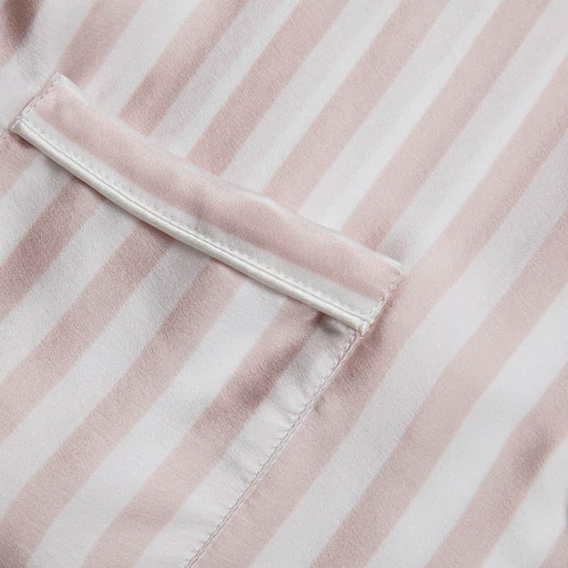 Short Stripe Pajamas Set Kid's Silk Nightwear Pink