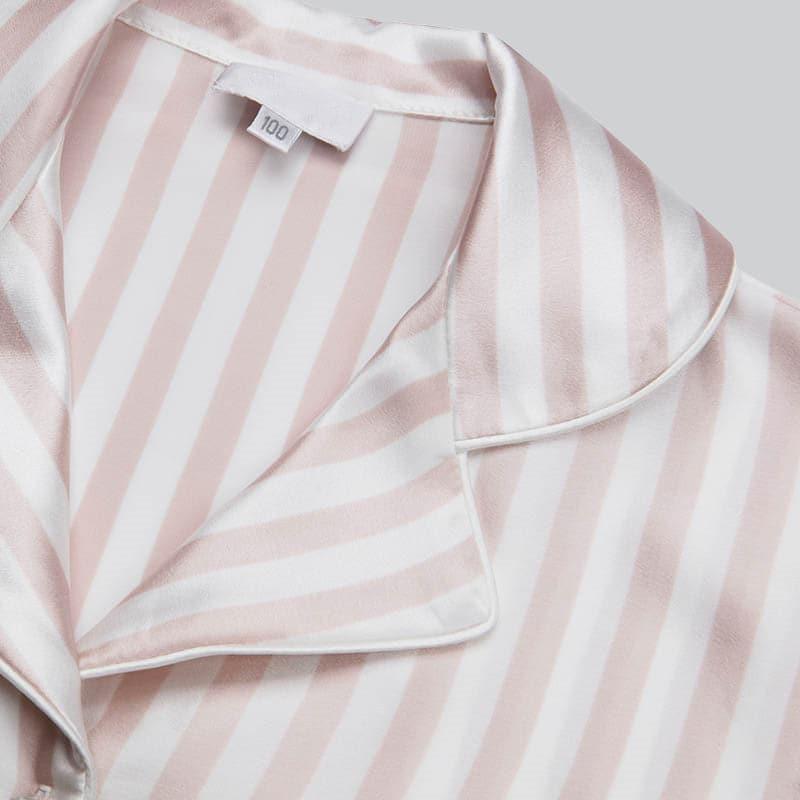 Short Stripe Pajamas Set Kid's Silk Nightwear Pink