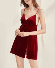 Side Slit Silk Velvet Nightgown