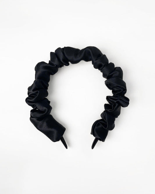 Silk 3.5cm Pleats Hairband Black
