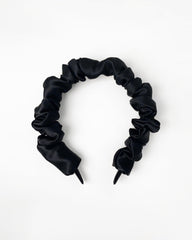 Silk 3.5cm Pleats Hairband Black