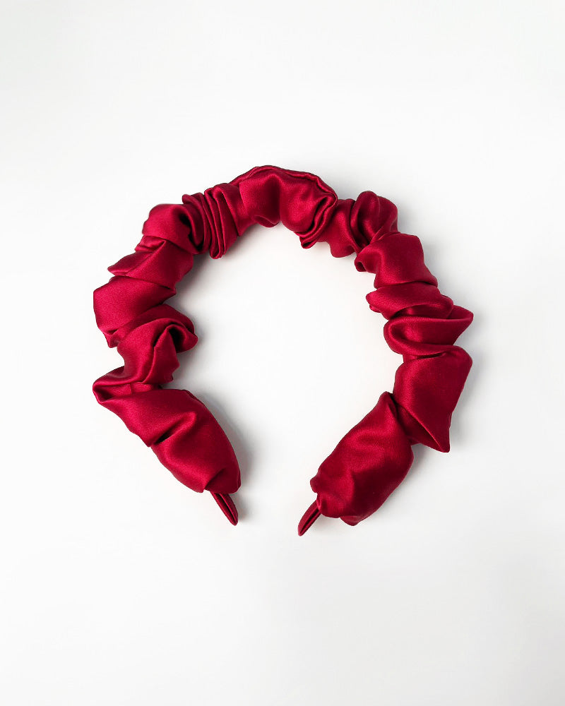 Silk 3.5cm Pleats Hairband Burgundy