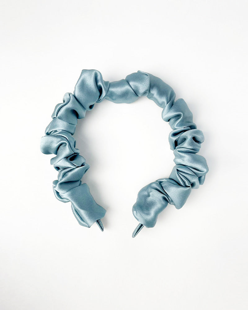 Silk 3.5cm Pleats Hairband Haze Blue