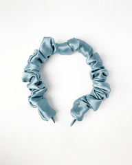 Silk 3.5cm Pleats Hairband Haze Blue