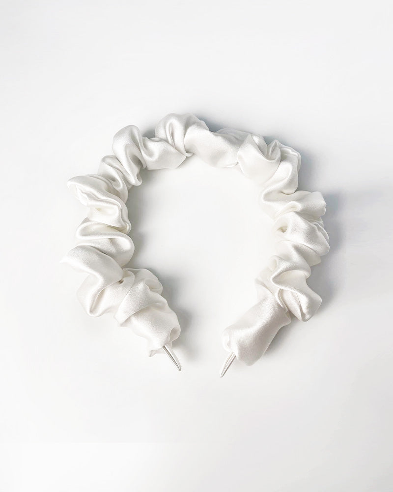 Silk 3.5cm Pleats Hairband Ivory