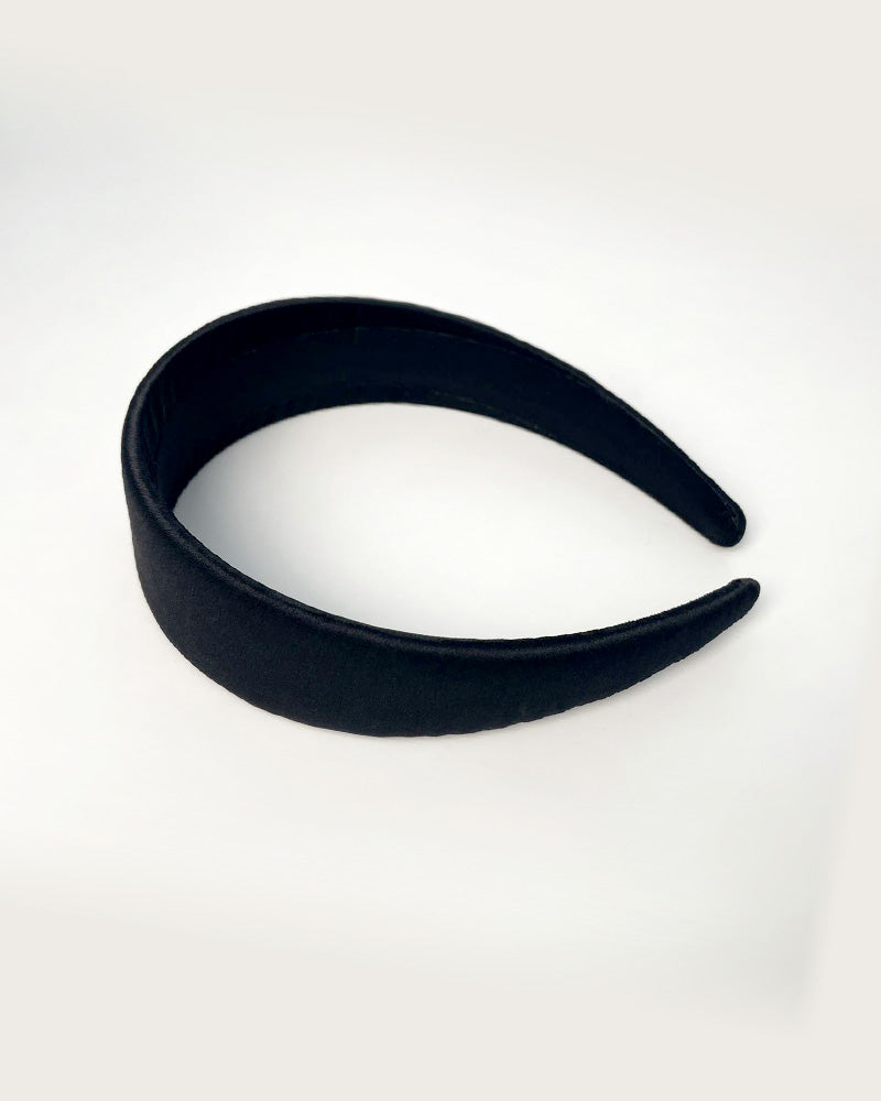 Silk 4cm Wide Border Hairband Black