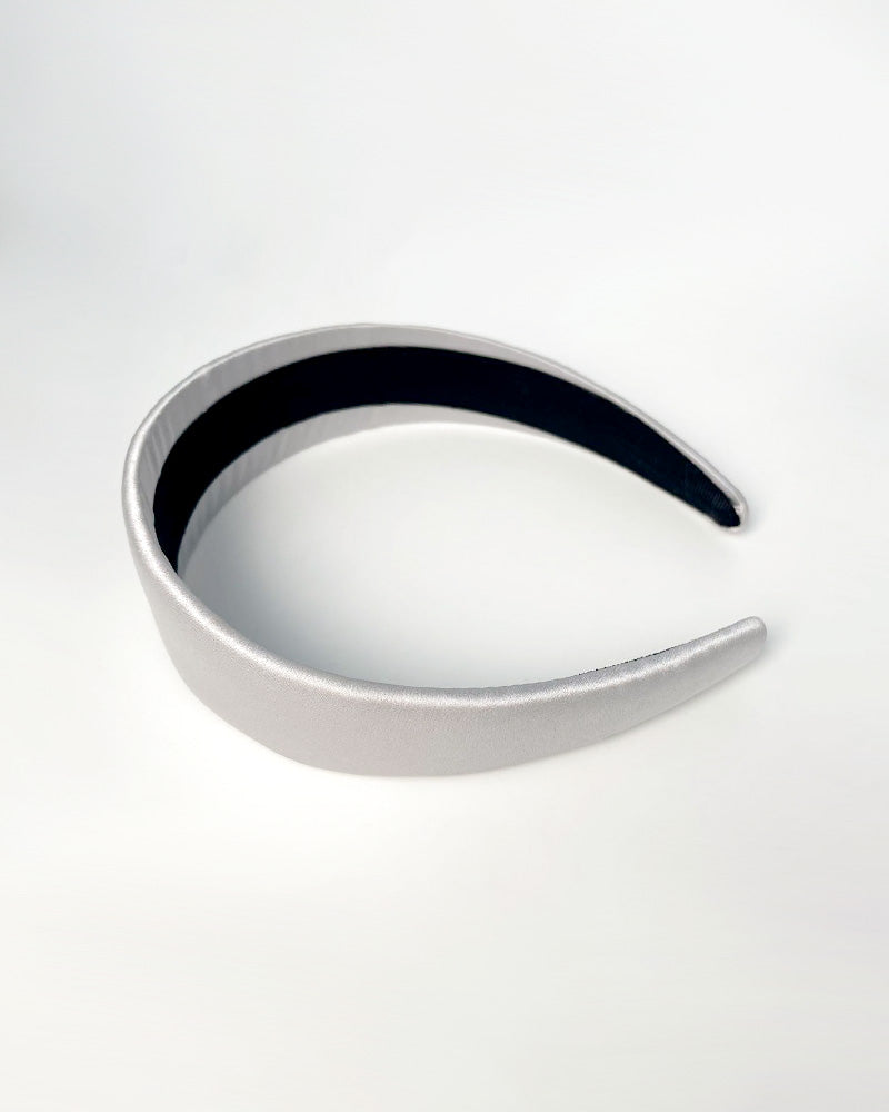 Silk 4cm Wide Border Hairband Grey