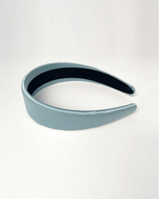 Silk 4cm Wide Border Hairband Haze Blue