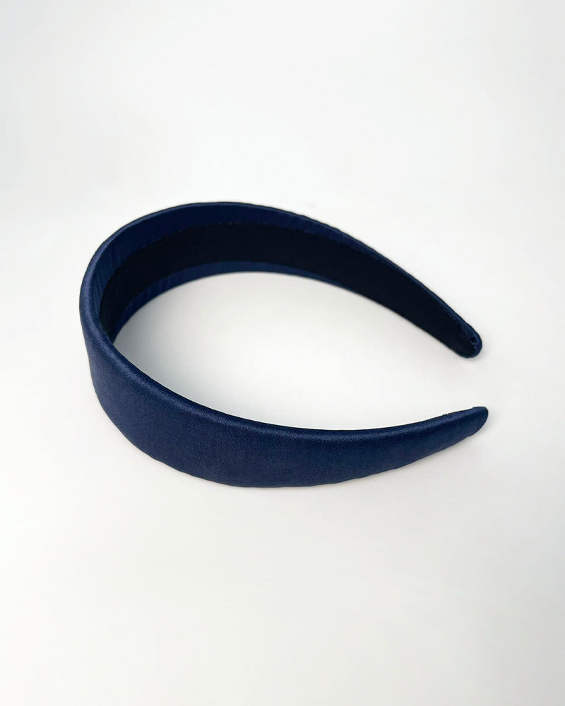 Silk 4cm Wide Border Hairband Navy