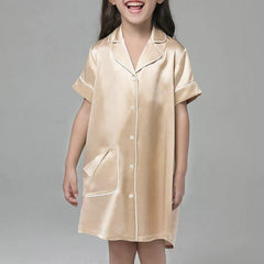 Silk Blouse Nightdress For Girl Champagne